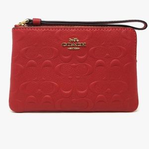 COACH Corner Zip Wristlet - Red